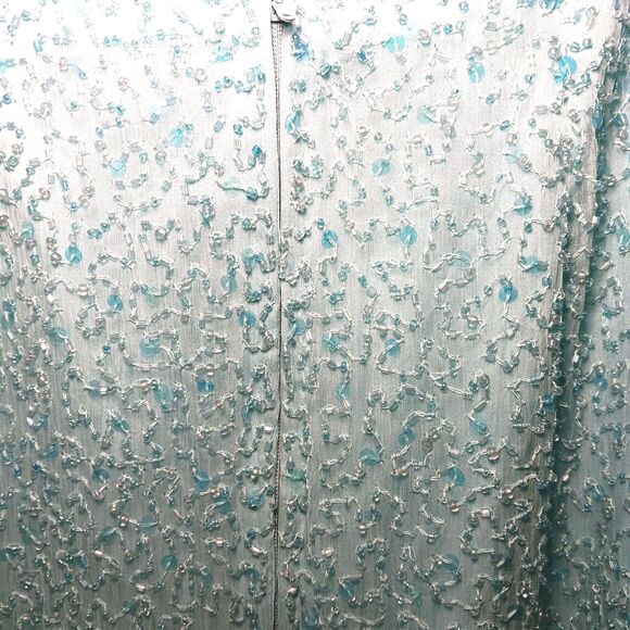 Vintage Lawrence Kazer Teal Aqua Beaded Silk Midi Skirt Sz S 80s 90s Eveningwear - Picture 4 of 16